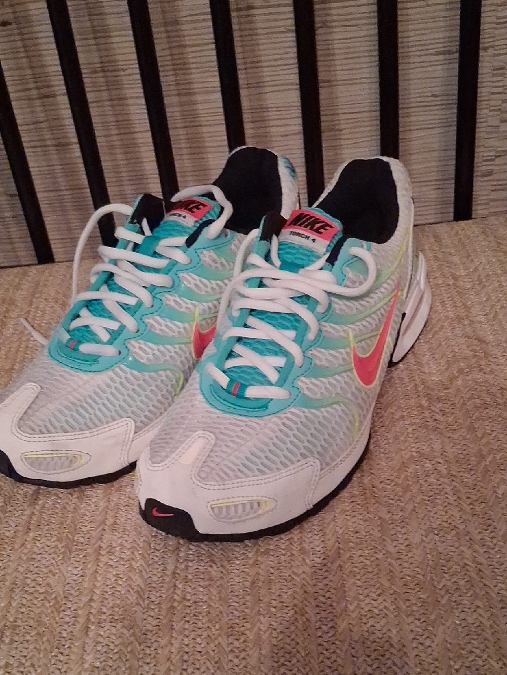 Nike Women’s Running Shoes in White with Teal & Coral Accents